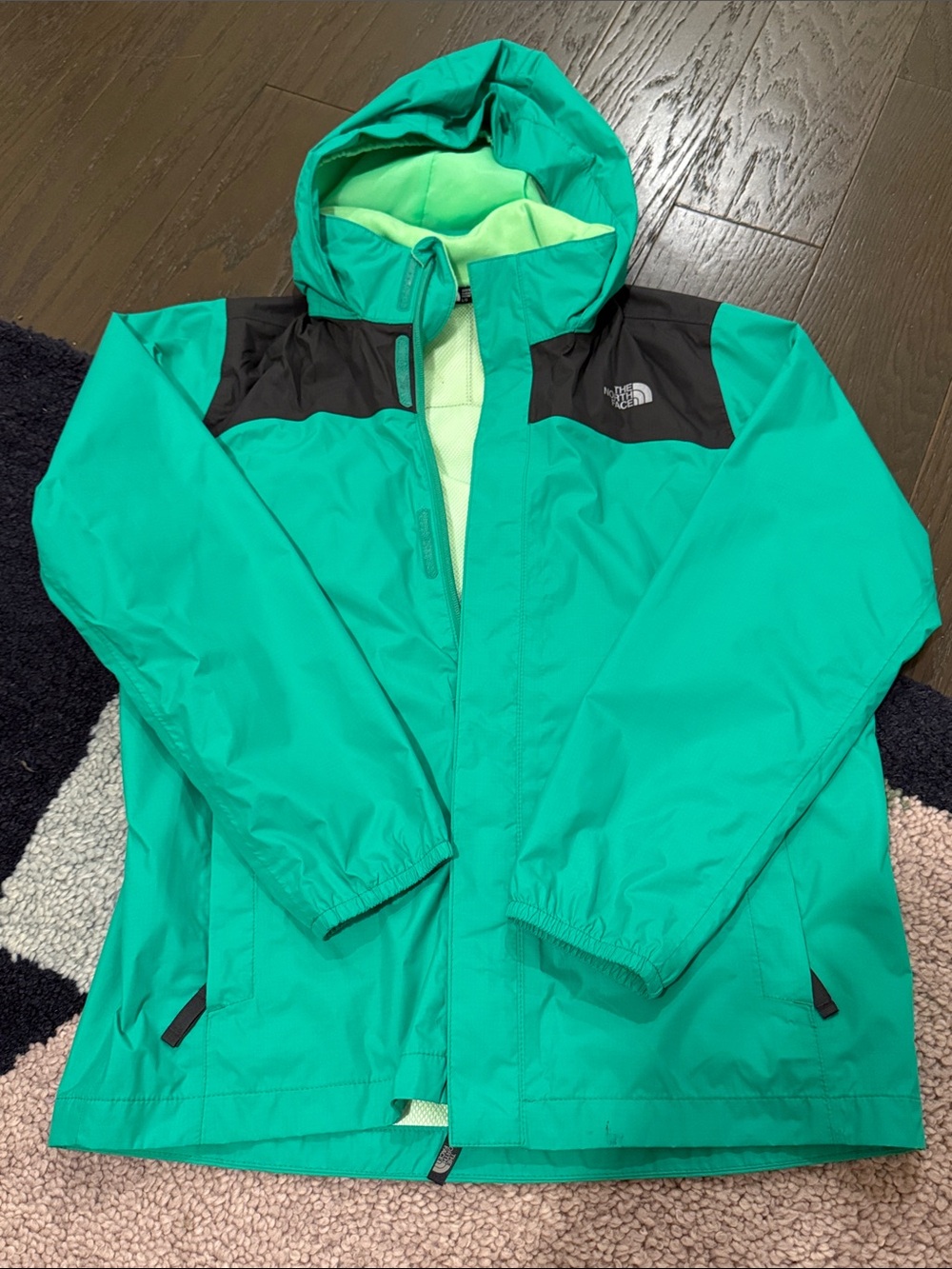 The North Face Kids' Green & Black Hooded Rain Jacket